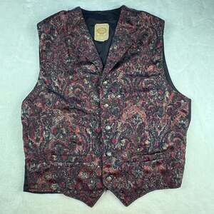 Vintage Wah Maker Frontier Clothing Gambler Saloon Cowboy Vest Mens Sz L